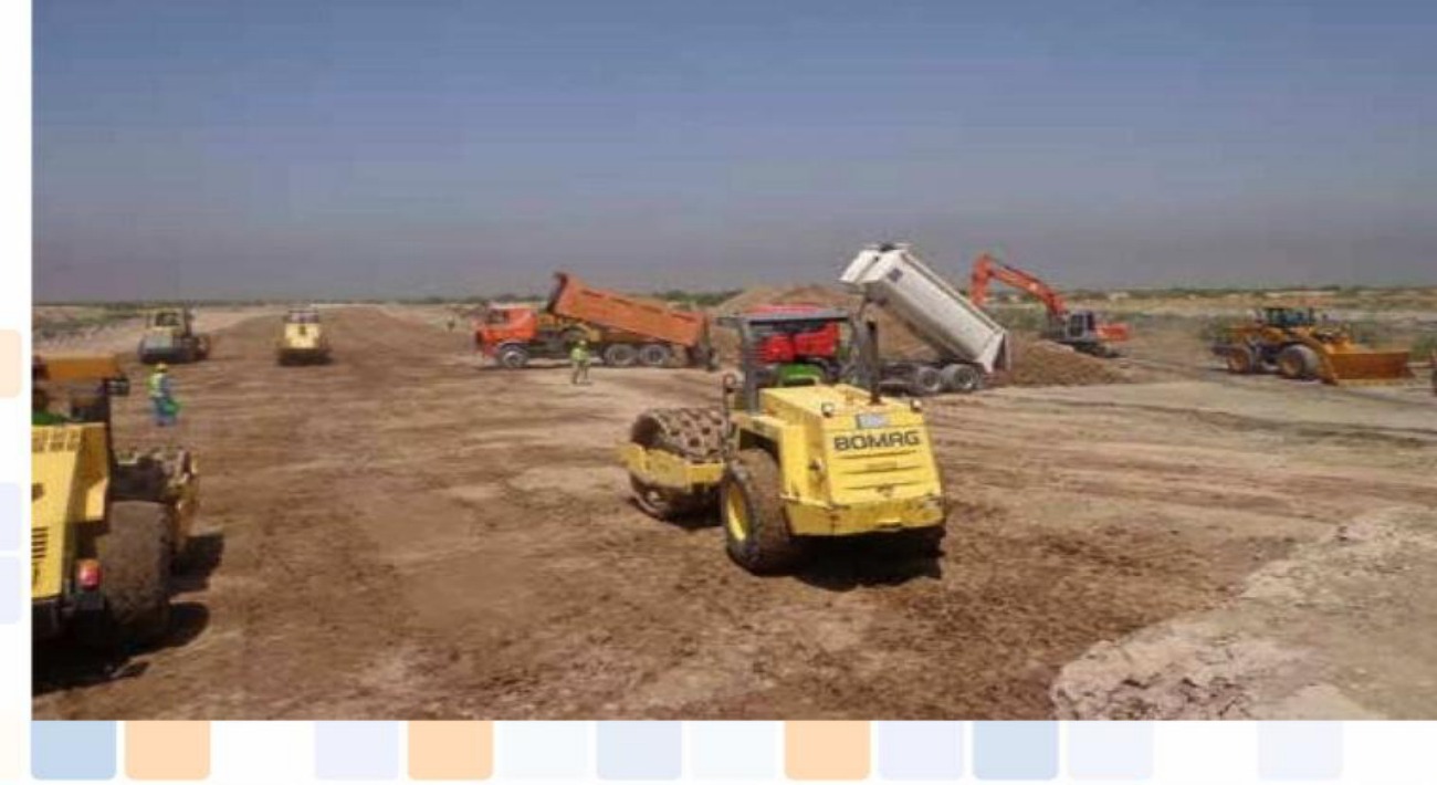LAHAI heavy equipment fleet performing earthworks — rollers, dump trucks, and excavators on site